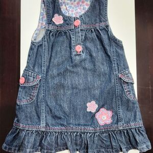 Riders by Lee Denim Floral Appliqué Dress with Pink Accents